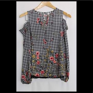XHILARATION Black/White Floral Blouse XS